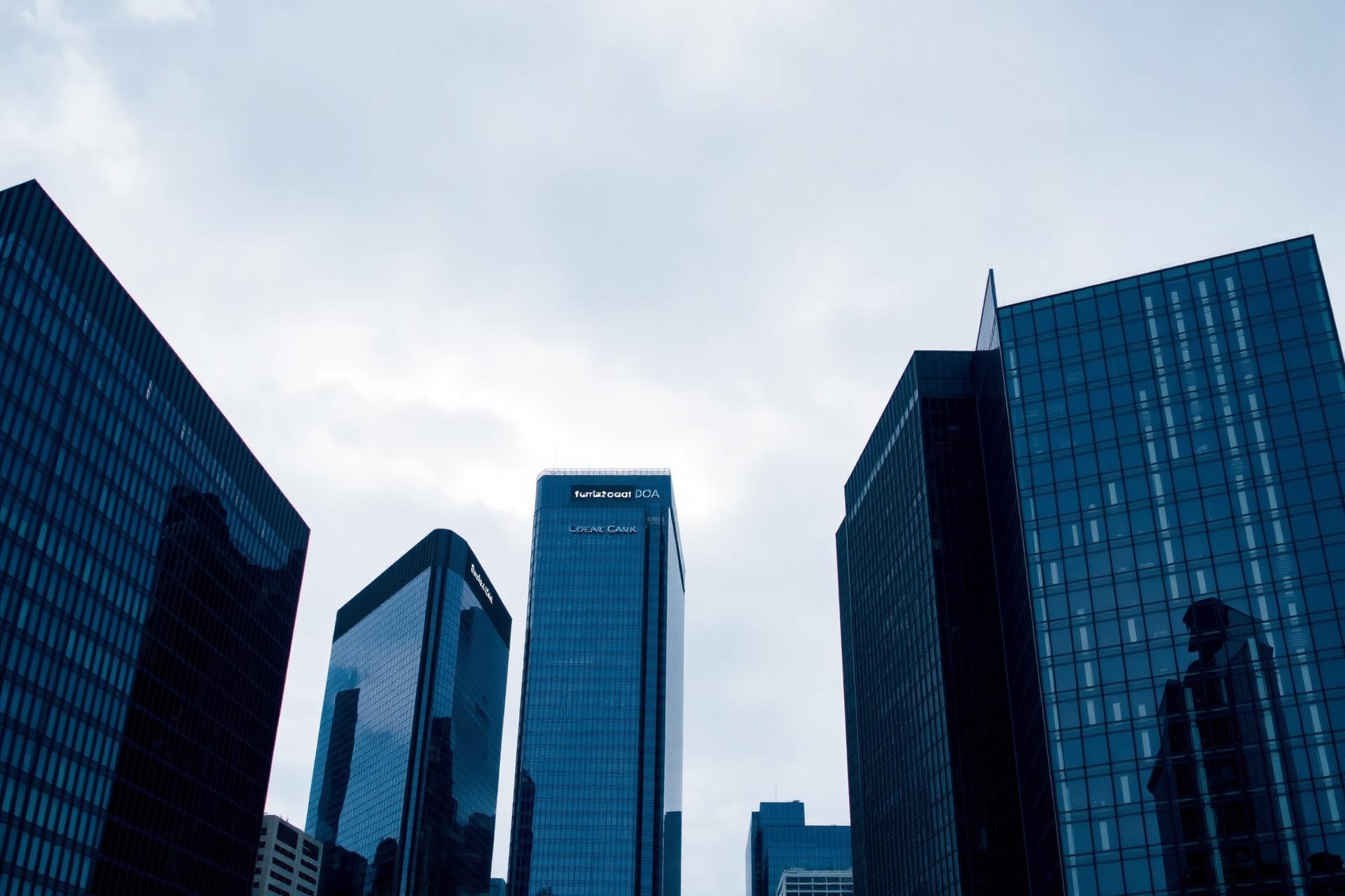 Modern financial district office towers